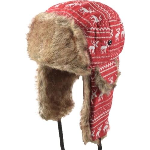 Winter Trooper Trapper Hunting Faux Fur Hat Ear Flaps Aviator Hot Sale Snow Cap Bomber Hats Ushanka Russian Hat Fur Winter Hats