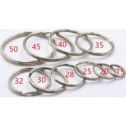 100pcs Stainless Steel Fishing Key Ring Split Clip Swivel Double Loop 15mm to 50mm Hook Connector carp fishing Accessory Tools