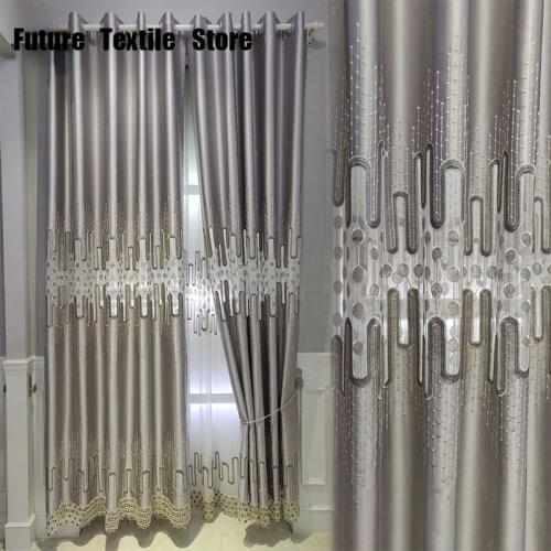 2021 New Modern Minimalist Embroidered Shading Curtains for Living Room Study French Window Balcony Bedroom Curtain Decoration