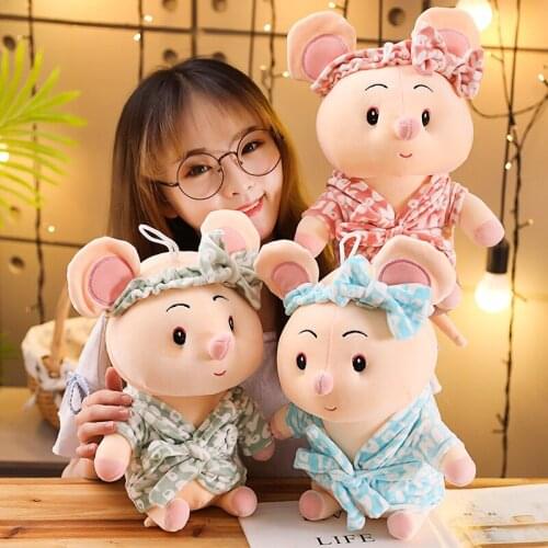 25/35cm cute mouse doll wearing bathrobe mouse plush toy baby toys to send children birthday gifts Christmas gifts girl