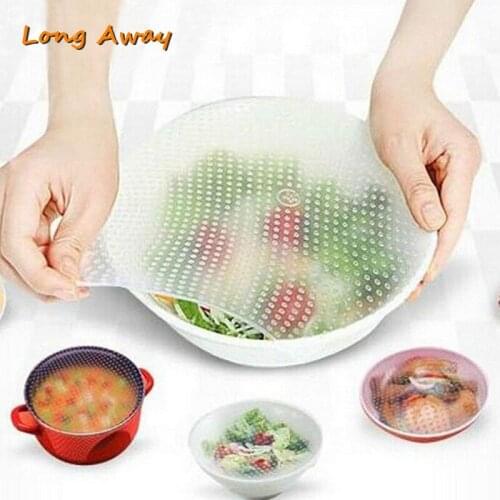 4pcs silicone stretch lids durable eco-Friendly Fresh Keeping Stretch Silicone stretch lids cover Kitchen Tools Accessories