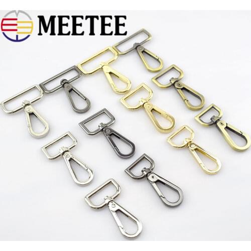 2pcs Meetee 20/25/32/38/50mm Metal Bag Buckle Carbines Swivel Lobster Clasp Snap Hook Key Chain Strap Leather Hardware Accessory