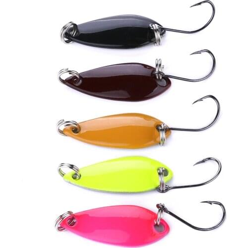 5PCS Mini Fishing Lure 3cm 3g Spoon Metal Lures Colorful Spinnerbait Minnow Small Fish Single Hook Jig Stream Trout Winter Ice