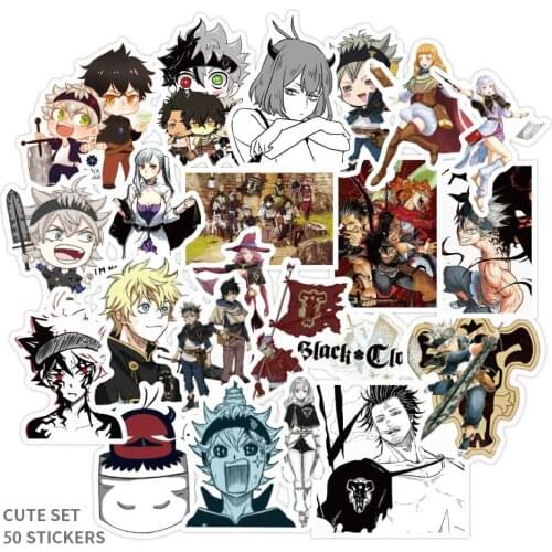 50pcs/set Black Clover Stickers Anime Black Clover Laptop Computer Letter Stationery Stickers Black Clover Waterproof Sticker