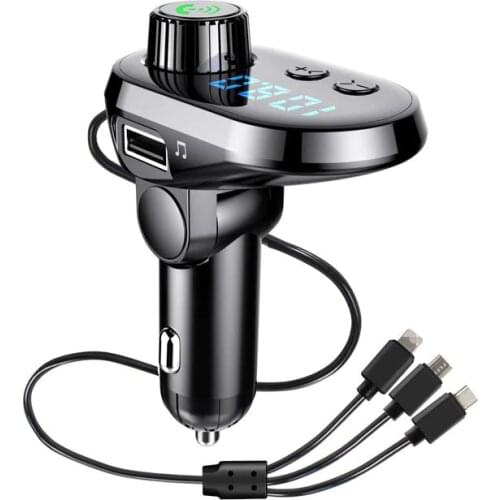 Player Car Kit Wireless Bluetooth 5.0 FM Transmitter USB MP3 Player 5V/3.1A Support USB Disk/Micro SD Card with 1 IN 3 cable LN