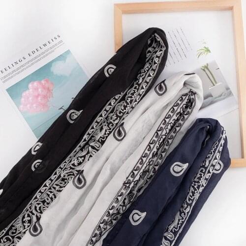 White embroider flowers scarf Muslim hijab scarves sweet floral soft plain shawl soft foulard pretty winter wrap shawls
