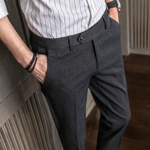 MRMT 2021 Brand Autumn and Winter Mens Trousers Slim Casual Solid Color Young Pants for Male Small Straight Leg Pants