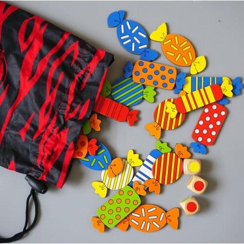 Wooden Montessori Educational Toys For Kids Early Learning Candy Color Game Match Board Toy For 3 Year Old Kids Gift