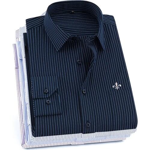 Dudalinas Camisa Social Masculino Striped Vestido Homen Slim Fit Camisas Casuais de Manga Longa Negócios Masculinos Chemise