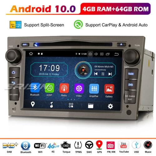 Erisin 6960 DAB+ Android 10 Car Stereo Autoradio GPS CarPlay DVD For Vauxhall Opel Corsa C/D Antara Zafira Vectra Vivaro Signum