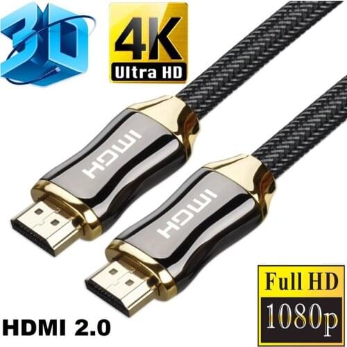 50pcs 1M 1.5M 3M 5M HIGH QUALITY Braided Zinc Alloy Ultra UHD HD HDMI 2.0 Cable 4K 1080 60FPS 1080P cable For HDTV laptop PS4