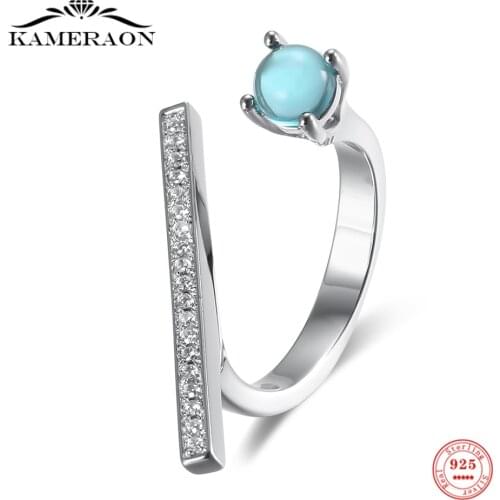 Sterling Silver 925 Zircon Geometric Open Ring Shiny Personality Rings Fine Jewelry Luxury Fashion Rings for Women