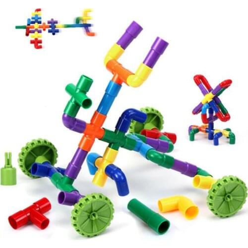 DIY Water Pipe Building Blocks Toys Pipeline Tunnel Construction Enlightening Educational STEM Assembling Toys For Children Gift