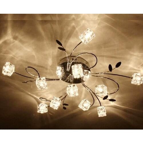 AC110V 220V modern lutres chandelier lamp Chrome crystal lampshade G4 LED ceiling mounted lights luminaire moderne lighting