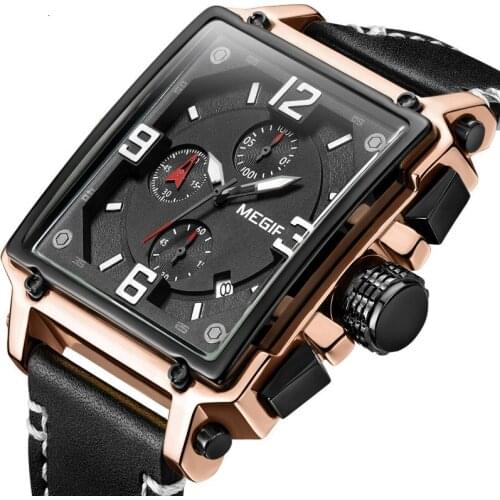 2021 New Top Brand Luxury Fashion Men Square Dial Watches Stainless Steel Waterproof Sport Analog Big Quartz Watch for Men