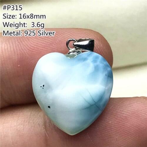 Natural Heart Blue Larimar Stone Pendant Jewelry For Women Men 925 Silver Dominica Beads Crystal Water Pattern Gemstone AAAAA