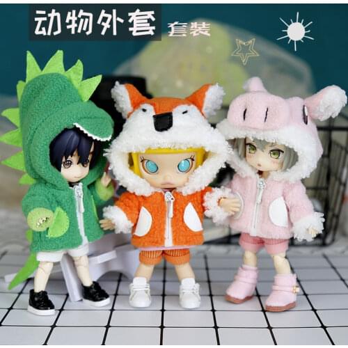 Ob11 baby clothes 1 / 12bjd GSC body9 element Molly doll clothes cute animal clothes set plush coat shorts doll accessories