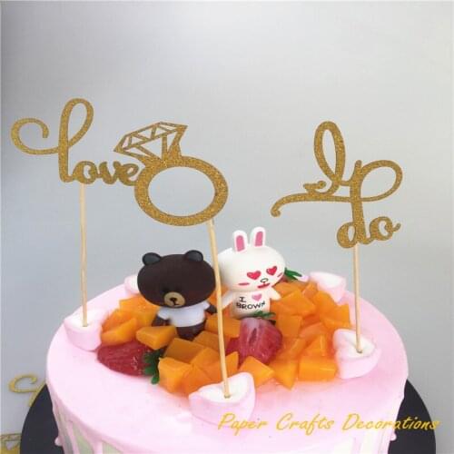 One Set(12pcs) of I Do, Love, Diamond Ring Cupcake Topper Wedding Engagement Decorations