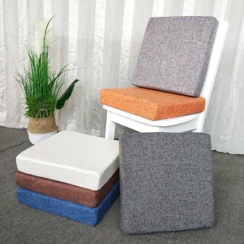 Memory Foam Cushion Thicken Sponge Mat Simple Solid Color Linen Cloth Seat Cushion Chair Back Cushion Dual-use Soft Protect Hips