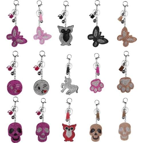 Full Drill Special Shaped Diamond Painting Keychain Cartoon Animal Women Bag Pendant Jewelry Keyring Embroidery Cross Stitch