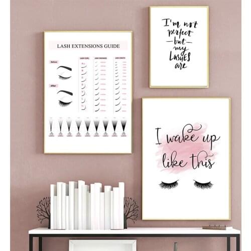 Lash Extensions Guide Poster Makeup Posters And Prints Eyelash Canvas Painting Quotes Wall Art Print Pictures Girls Room Decor