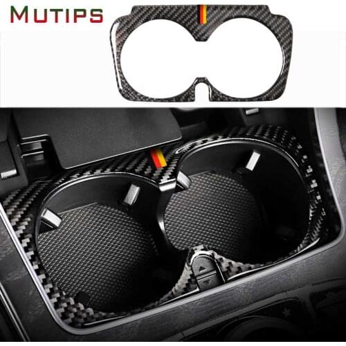 Mutips Car Water Cup Holder Frame Slot Trim Carbon Fiber Sticker Accessories For Mercedes Benz C E Class W205 C180 C200 C300 GLC