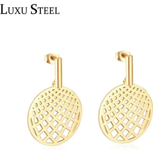 LUXUSTEEL Sport Style Geometry Shape pendientes inoxidable Stain;less Steel Drop Earring Fashion Jewelry Party 2020 Long Earring