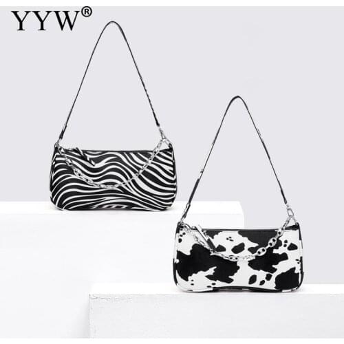 Cow Pattern Shoulder Bags Retro Handbag PU Leather Shoulder Totes Underarm Bag Vintage Top Handle Bag New Arrival 2021 mochila