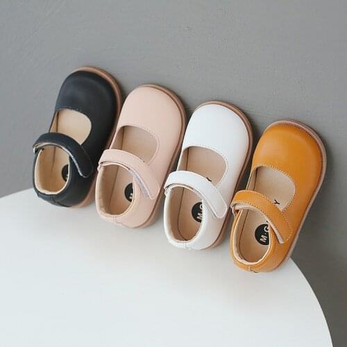 Girls Shoes Candy Color Mary Janes Shoes Black Kids Leather Shoes Round Toe Baby Childrens Princess Shoe Anti-Slippery Toddlers