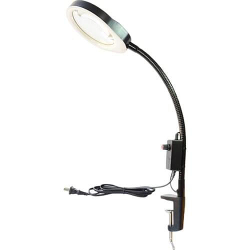 Adjustable clip Magnifying glass with led lights 10X large lens loupe