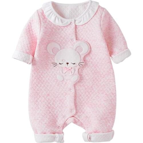 Vlinder Baby Girl Rompers Baby Clothes Girl Newborn Baby Clothes Lovely Cotton Pink Jumpsuits 3M~24M Infant Jumpsuits