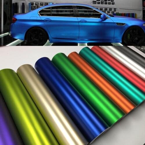 10/20/30/40/50X152CM Premium Chrome Metallic Matte blue silver Vinyl Wrap with Air Release red orange Car Wrap Foil