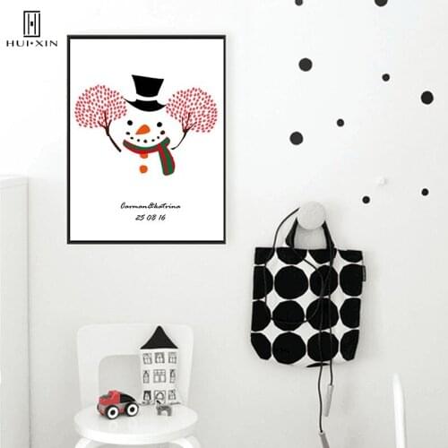 Funny Kids Home Decoration Lovely Snowman DIY Guestbook Fingerprint For Kids 1st Birthday Baptism Baby Shower Christmas Gift