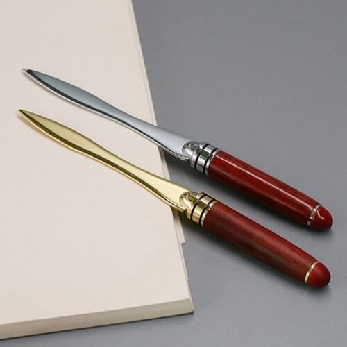 1pcs Wood Handle Letter Opener Stainless Steel cut paper Knife Split file envelopes
