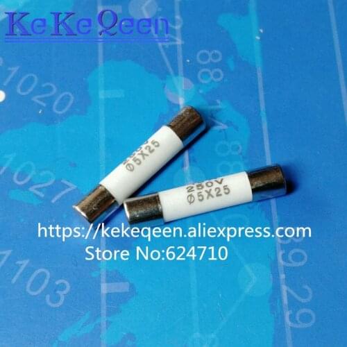 10PCS 5*25mm ceramic fuse Fusible Core Cylinder Cap 5x25MM 0.5A 1A 2A 3A 4A 5A 6A 8A 10A 15A 20A 25A 250V ceramic tube RO55 fuse