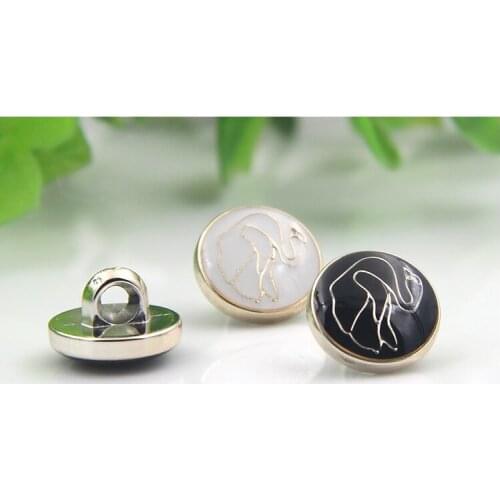 10PCS/LOT Rose gold edge oil shirt button swan pattern plastic spring and summer high-top shirt cardigan buckle 11.5MM