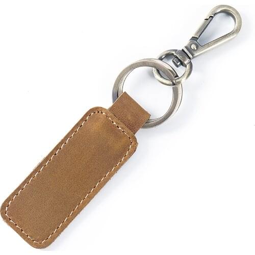 100% Genuine Leather Car Key Holder High Quality Housekeeper Men Crazy Horse Cowhide Vintage Key Chain Hook Ring Small Gift