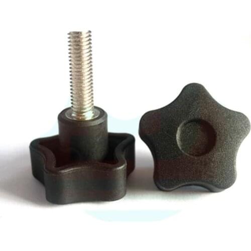 2Pcs M10 Stainless Steel Five stars Plastic head handle Pentagonal Knob Torx T&TX Plum blossom Hand screw bolt 15mm-80mm L