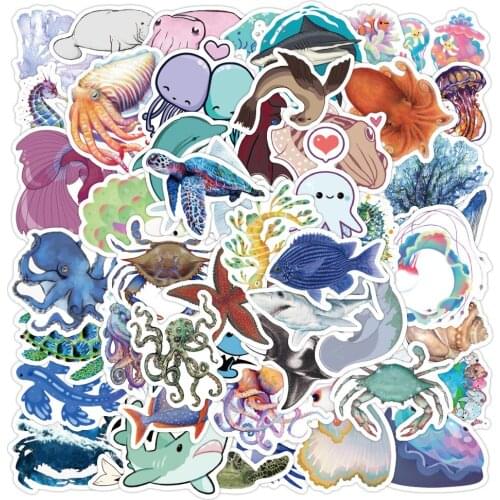 3 Sets = 150PCS Marine Life Graffiti Stickers Notebook Scooter Refrigerator Water Cup Stickers
