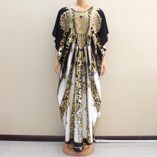 African Dress for Women 2020 Fashion New African Plus Size Dress Round Neck Bat Sleeve Casual Long Skirt