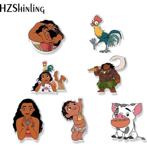 2021 New Cartoon Moana Movies Maui Han Han Characters Handcraft Epoxy Resin Brooch Badge Pins