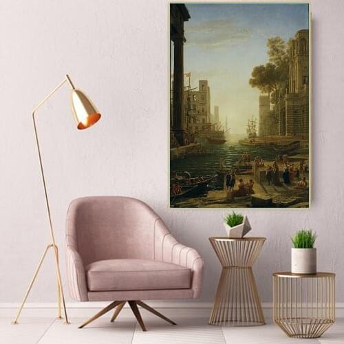 Citon Claude Lorrain《Landscape with St Paula of Rome Embarking at Ostia》Canvas Oil Painting Picture Wall Decor Home Decoration