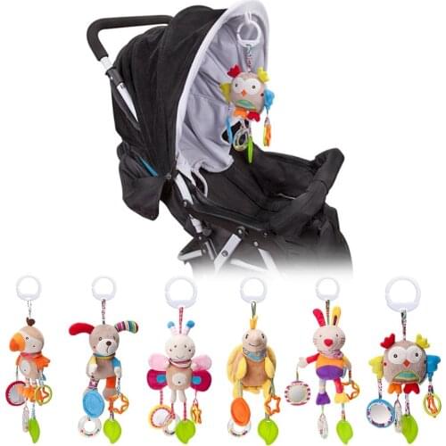 Newborn Baby Plush Stroller Toys Baby Rattles Mobiles Cartoon Animal Hanging Bell Educational Baby Toys for 0-12 Months Baby