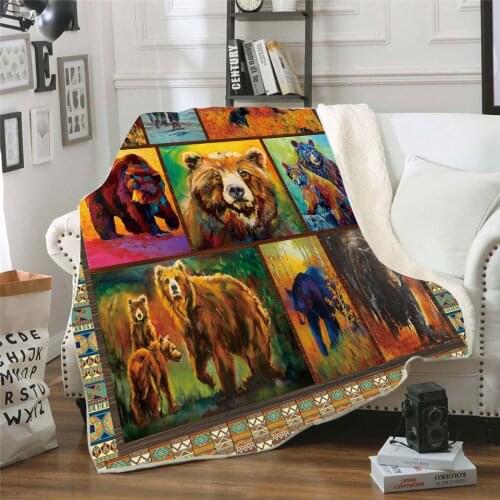 Bear 3D Printed Fleece blanket for Picnic Thick Fashionable Bedspread Sherpa Throw Blanket Drop Shipping