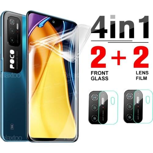 4 in 1 Hydrogel Front Screen Film For Xiaomi Pocophone M3 Pro m3Pro M 3 For Xiomi Pocom3 Pokom3 Camera Protector HD Clear Glass