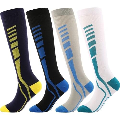 Men Women Knee Running Compression Socks Anti Slip Long Stockings Sports Socks for Marathon Jogging Cycling Football Basketball
