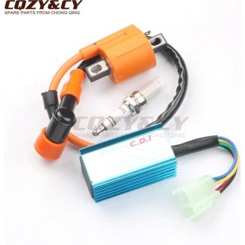 Racing Ignition Coil CDI 6-pin Spark Plug for CG125cc 150cc 4-stroke Engines Scooter ATV 125 150 Go Kart Moped Pit Dirt Bike