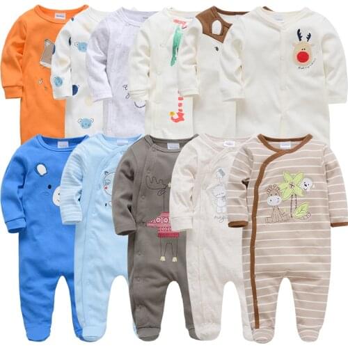 Kavkas Good Quality Newborn Boys Romper 100% Cotton Babys Jumpsuit Cartoon Animal Dots Printing Autumn Winter Girls Rompers New