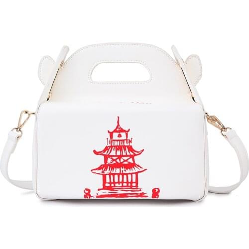 Chinese Takeout Box Style Handbag Womens Fashion Crossbody Bag Clutch for Girl Purses Designer Bags Tote Bag Pu Leather 2021