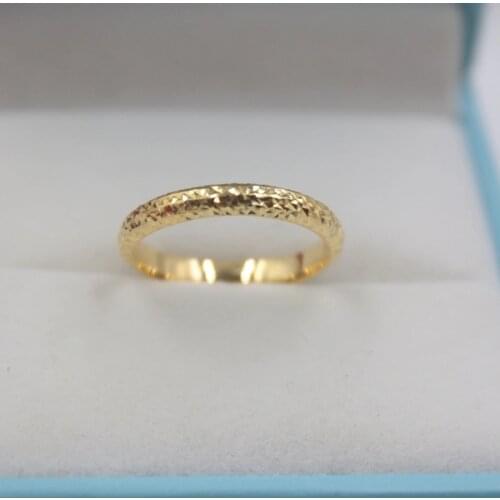 New Real Solid 18k Yellow Gold Ring Women Luck Full Star Band Ring 2.5mmW 0.7-1g US5-9